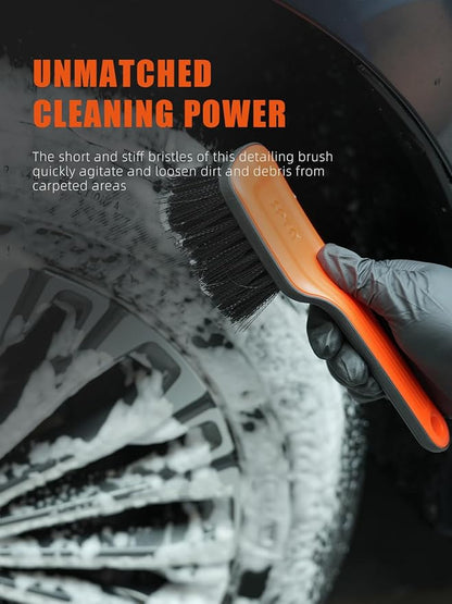 SPTA Tire Brush, Carpet Cleaning Brush, 2Pcs Wheel Brush, Carpet Cleaning Brush,Stiff Synthetic Bristles, Ergonomic Design Handle, Scrub Brush for Floor Mats,Car Wheel Hub Cleaning,Car Interior, Home