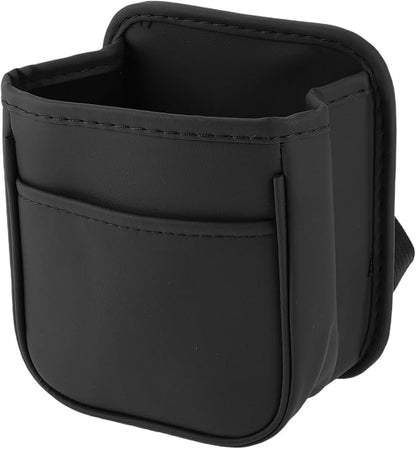 Car Trash Can Portable and Hanging 5.9" Length 3.9" Width 7.1" Height Trash Bin Faux Leather Black 1 Pcs