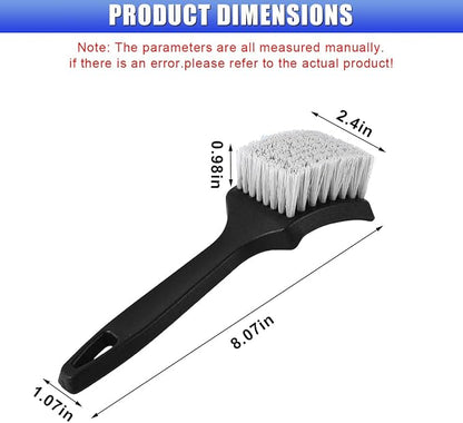 Car Wheel Brush, Stiff Bristle Short Handle Scrub Tire & Wheel Rim Brush, No-Scratch Carpet/Floor Mat Detailing Tool, Auto Interior and Exterior Cleaning Supply for Vehicle, Home (White)