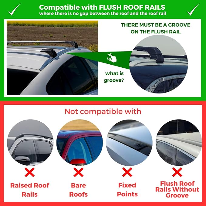 ERKUL Roof Rack Cross Bars for Chevrolet Chevy Trax 2013-2022 | Aluminum Crossbars with Anti Theft Lock for Rooftop | Compatible with Raised Rails - Silver