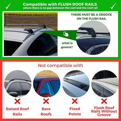 ERKUL Roof Rack Cross Bars for Chevrolet Chevy Trax 2013-2022 | Aluminum Crossbars with Anti Theft Lock for Rooftop | Compatible with Raised Rails - Silver
