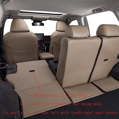 EKR Rav4 Seat Covers Custom Fit for Toyota Rav4(Gasoline) 2019 2020 2021 2022 2023 2024 2025 LE/XLE/XLE Premium/Limited,Leather Car Seat Cover Full Set for SUV,Faux Leather(Sand Beige)