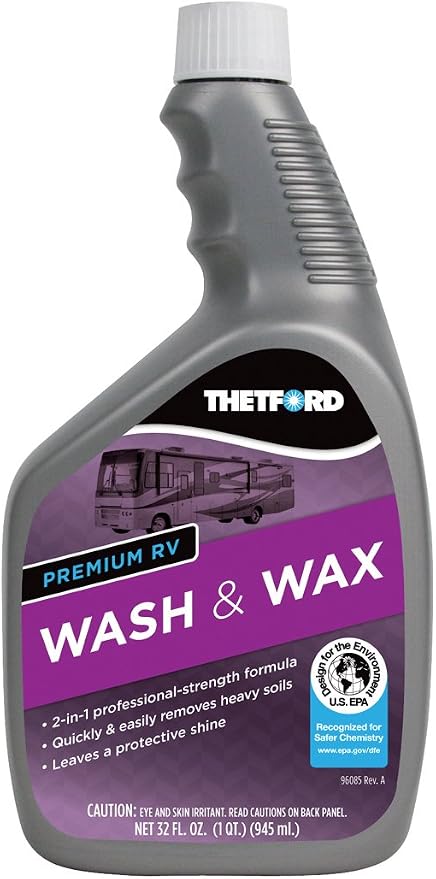 Thetford Premium RV Wash and Wax, Detergent and Wax for RVs / Boats / Trucks / Cars 32 oz - Thetford 32516