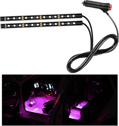 Ohleats Car LED Strip Light, 24 LED RGB Auto Interior Atmosphere Lights, Cigarette Lighter Under Dash Ambient Night Light, Interior Decorative Lamp Lighting Kit Car Accessories (Pink Purple)