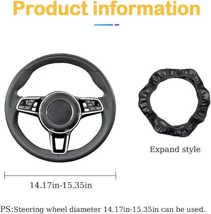 Osilly Car Steering Wheel Cover, 15 inch Carbon Fiber Microfiber PU Leather Elastic Steering Wheel Protector for Men Women, Anti-Slip Breathable Car Interior Accessories for Most Cars (Black/Orange)