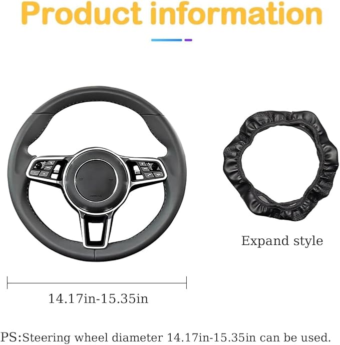 Osilly Car Steering Wheel Cover, 15 inch Carbon Fiber Microfiber PU Leather Elastic Steering Wheel Protector for Men Women, Anti-Slip Breathable Car Interior Accessories for Most Cars (Green)