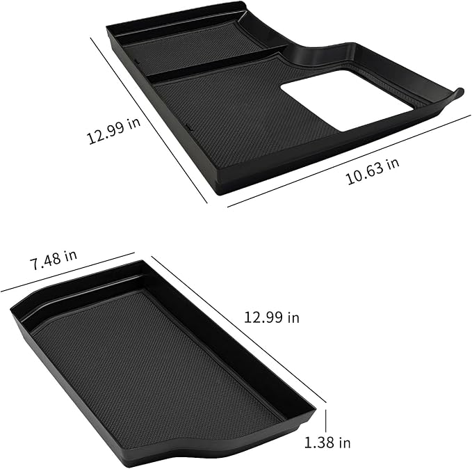 Zxiaochun 2PCS Bottom Layer Console Tray Compatible with 2021-2026 Toyota Sienna Accessories, Lower Center Console Organizer Storage Box, ABS Plastic