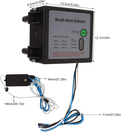 12V LED Trailer Brake Breakaway Safety Kit with Battery Meter Universal Towing Break Away System for Trailers