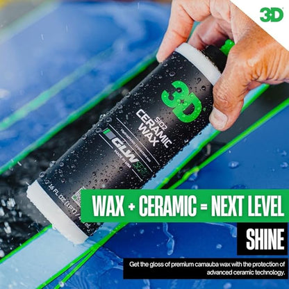 3D GLW Series Ceramic Wax – SiO2 Infused Car Wax for Ultimate Gloss, Hydrophobic Protection & Easy Application | Ultra Slick Shine | Made in USA 16 oz