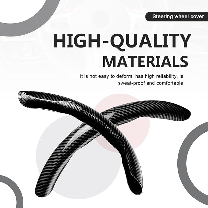 3pcs Universal Carbon Fiber Steering Wheel Cover - Anti-Slip & Segmented Design, Universal 99% Durable Steering Wheel Protector for Men and Women, Car Interior Accessory (Black)