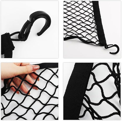 Cargo Net for SUV,Upgraded Highly Elastic Truck Cargo Net with Trunk Net Hooks - Stretch to 47.24" x31.48,Premium Truck Bed Netting for Cargo for Car Organizer and Storage (23.6"x15.7")