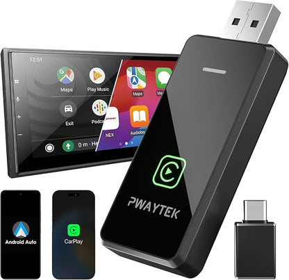 Wireless carplay Adapter for iPhone, for Apple carplay Wireless Adapter, for Android Auto Wireless Adapter, 2 in 1 Auto Wireless CarPlay Dongle, Plug & Play, for iPhone iOS 10+/ Android 11+