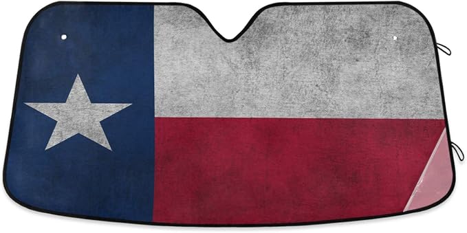 Texas Flag Vintage American Car Windshield Sun Shade Foldable UV Ray Sun Visor Protector Sunshade to Keep Your Vehicle Cool (55" x 27.6")