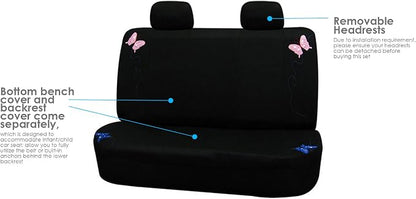 FH Group Car Seat Covers Butterfly Embroidered Seat Covers Front Set with Gift - Universal Fit for Cars, Trucks & SUVs (Black) FB055115