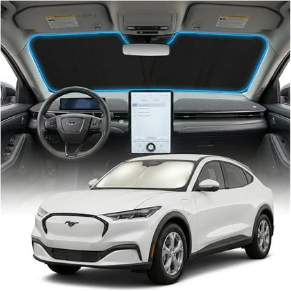 for Ford Mustag Mach-E Sun Shade Windshield Cover - Custom Fit Mustag Mach-E Accessories 2021-2025 2026 Sunshade Foldable UV Protection & Heat Shield Sun Visor Accessories