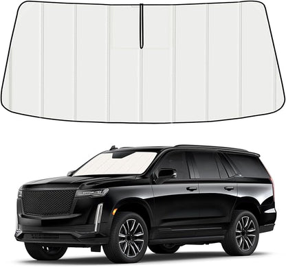 Windshield Sun Shade for Chevy Suburban/Tahoe 2021-2026,GMC Yukon/Yukon XL/Cadillac Escalade/Escalade ESV 2021-2026, Folding Design Blocks Heat & UV Rays Maintain Cool Interior and Save Spac