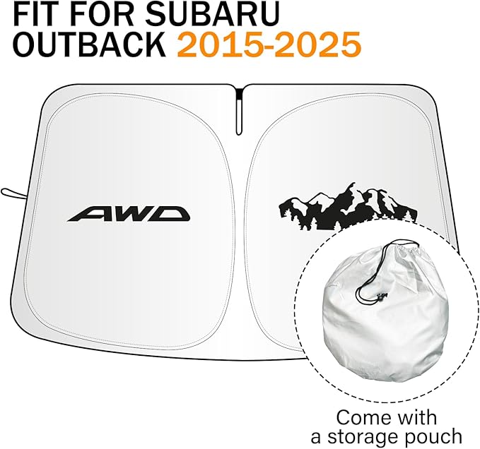for Subaru Outback Sun Shade 2015-2024 2025, Car Front Window Covers Sun Visor Protector, Foldable Blocks UV Rays Windshield Sunshade for Subaru Outback Accessories