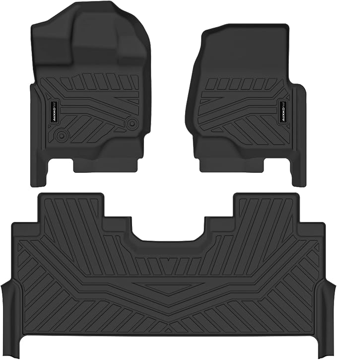 Auxko All Weather Floor Mats for Ford F150 2026-2015|F-150 Lightning 2026-2022 Supercrew(Only Rear w/Fold Flat Storage) TPE Rubber Liners Odorless Mats