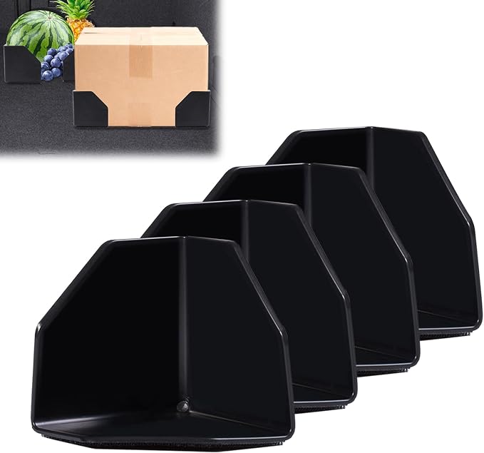 Rislobx 4PCS Car Trunk Organizer Blocks with Hook and Loop Fastener, Automotive Tidy Storage Organisation Accessories for Truck, SUV, Sedan, Available to Wool Carpet (Black)