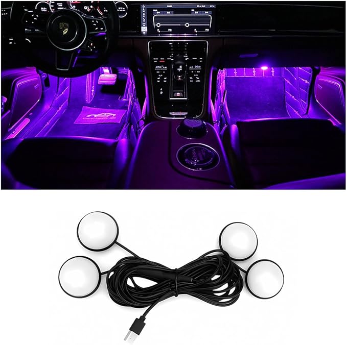 BESULEN Car Interior LED Lights, Automotive Ambient Neon Light Kit with USB Port, Car Accessories, Gifts for Men and Women, 4 in 1 Decoration Lights for Car, Garden, Home, Party（Pink）