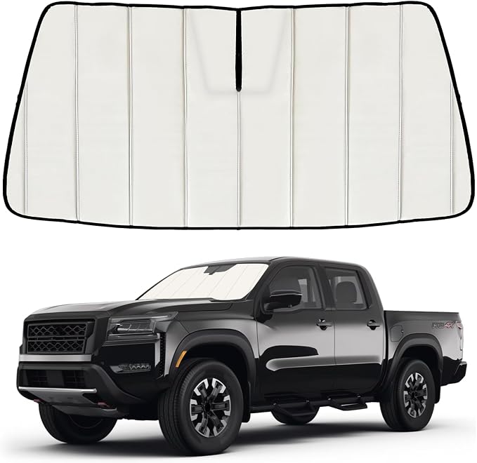 Windshield Sun Shade for Ni-ssan Frontier 2022-2025 2026, Front Window Visor Accessories, Folding Design Blocks Heat & UV Rays Maintain Cool Interior and Save Space