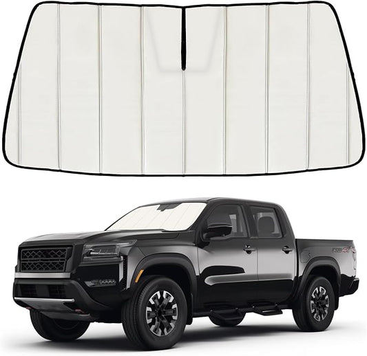 Windshield Sun Shade for Ni-ssan Frontier 2022-2025 2026, Front Window Visor Accessories, Folding Design Blocks Heat & UV Rays Maintain Cool Interior and Save Space