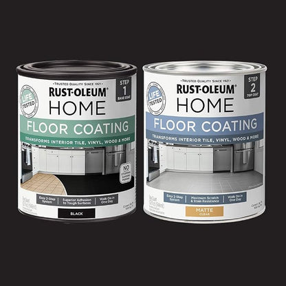 Rust-Oleum 367597 Home Interior Floor Coating Kit, Matte Black 1 Quarts (Pack of 2)