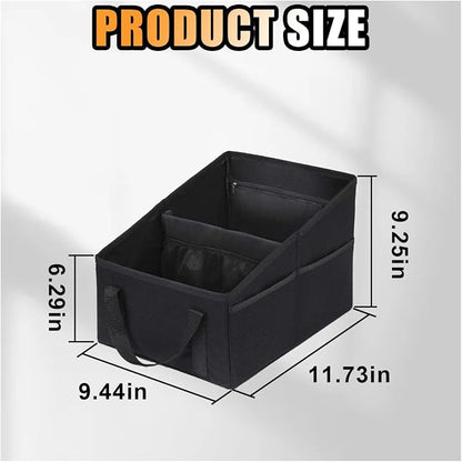 GLSOWEE Car Seat Organizer, Foldable Car Storage Organizer with 4 Cup Holders, Rear & Front Seat Storage Bags, Black