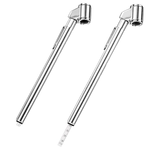 2Pcs Tire Pressure Gauge Dual Head Pencil Tire Gauge 10-120PSI Heavy Duty Dual Foot Air Pressure Gauges for Truck Car Motorcycle Bicycle