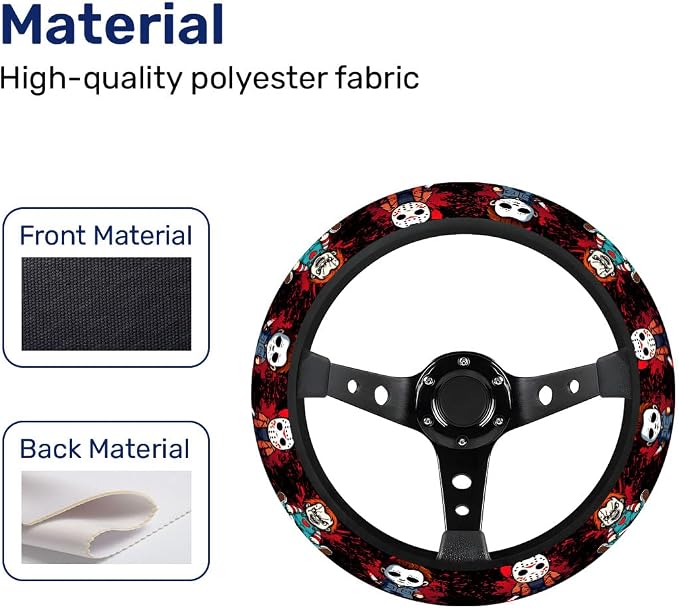 GENANY Horror Character Steering Wheel Cover, Non Slip Polyester Car Wheel Protector for Car SUV Truck, Universal 15 Inch