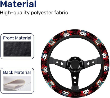 GENANY Horror Character Steering Wheel Cover, Non Slip Polyester Car Wheel Protector for Car SUV Truck, Universal 15 Inch