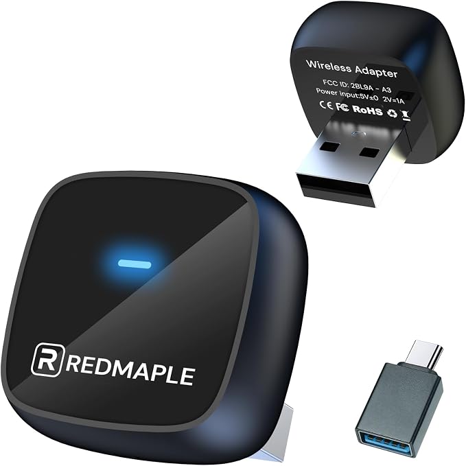 2026 Upgraded Wireless CarPlay Adapter for Apple iPhone, Mini Design, Converts Factory Wired to Wireless Adapter for CarPlay, Plug and Play, Auto Connect Fast and Stable(Only with iPhone)