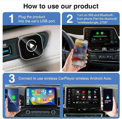 Wireless Carplay Adapter for Toyota Highlander 2020-2023 2024 2025, Plug and Play Car Play Wireless Adapter, 2 in 1 CarPlay Accessories, Auto Reconnect