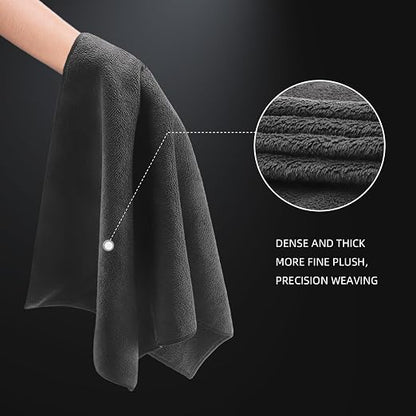 SPTA Car Microfiber Towels, Sport & Workout Towel - Gym, Exercise, Fitness, Spa, Ultra Soft, Super Absorbent, Fast Drying Premium Microfiber, 320gsm, 16in x 27in, Midnight (3-Pack)-MT036