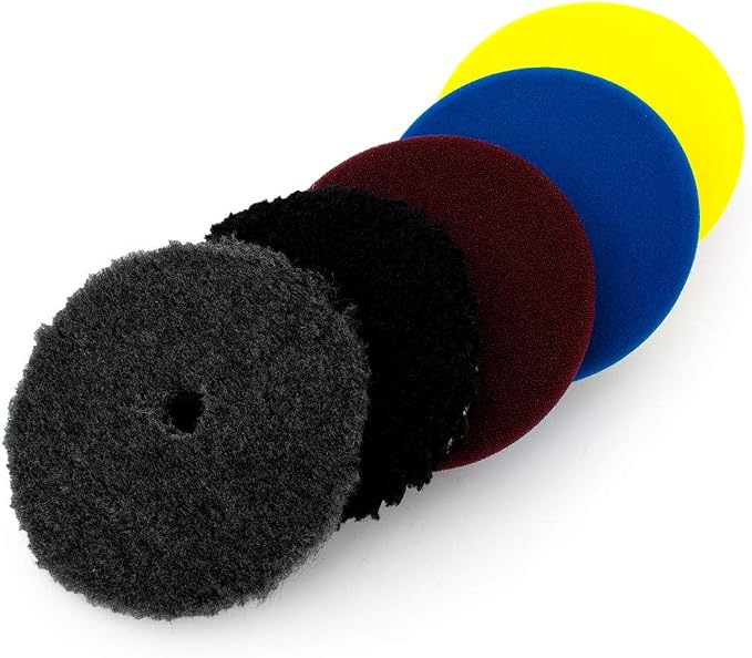 The Rag Company - Buff and Shine Reflection Artist Complete 5" Buffing Kit - Combination of Five Pads, URO line, Easy to Use Combo