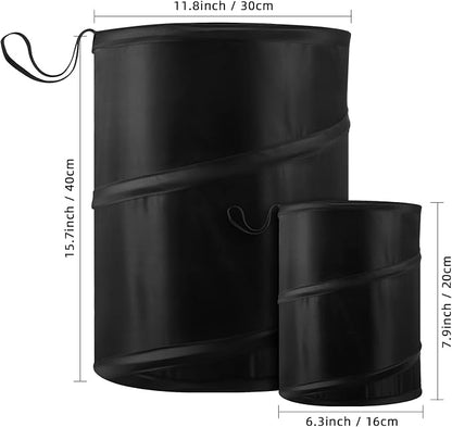 BBTO 2 Pcs Pop up Car Trash Can, Combination Size Portable Collapsible Trash Can with Elastic Band Hanging Waterproof Waste Basket, Rubbish Bin for Car Garbage Camping Traveling