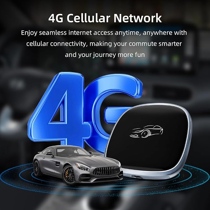 [4G+64G] Android 13-Wireless-CarPlay-Ai-Box,Plug&Play Wired to Wireless Adapter Magic CarPlay Box for Netflix/YouTube/TikTok,Support Local 4G SIM Card,Split Screen,GPS Navigation