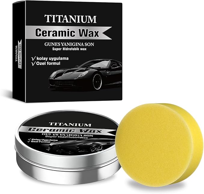 Titanium Ceramic Wax Cream for Cars – Advanced Car Coating & Polishing Wax, Strong Protection & Long-Lasting Shine, Waterless Spray Application, Safe for All Paint, Includes Microfiber Sponge