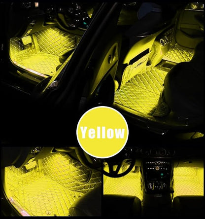 Car Interior LED Lights,Car Accessories, Automotive Ambient Neon Light Kit with USB Port, Gifts for Men and Women, 4 in 1 Decoration Lights for Car, Garden, Home, Party (Yellow)