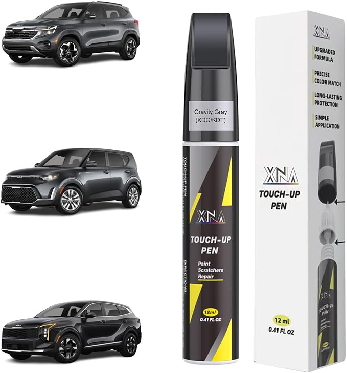 XNA Gravity Gray(KDG/KDT) for KIA Touch Up Paint, 2 in 1 Car Scratch Remover with Pen Tip and Brush, Exact Color-Matched for Car Paint Scratch Repair, Quick & Easy Fix Chips and Nicks