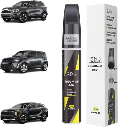 XNA Gravity Gray(KDG/KDT) for KIA Touch Up Paint, 2 in 1 Car Scratch Remover with Pen Tip and Brush, Exact Color-Matched for Car Paint Scratch Repair, Quick & Easy Fix Chips and Nicks