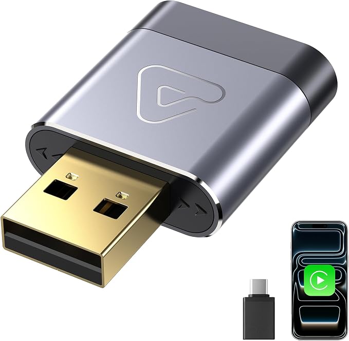 Wireless CarPlay Adapter for Apple Daily Commute, Wired to Wireless | Ultra Mini, Cooling Design, Fast Stable Connection, Easy to Set Up, Bluetooth 3s Reconnect, Maps Music Calls, For iOS 10+