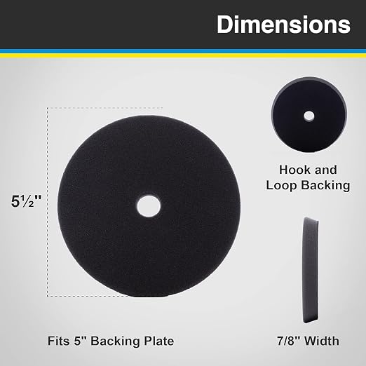 5.5" SDO Black Foam Finishing Pad (2-Pack) – Lake Country Manufacturing – Premium Standard Duty Orbital Pad for Painted Surfaces – Fits 5" Backing Plate