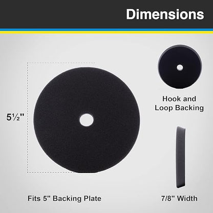 5.5" SDO Black Foam Finishing Pad (2-Pack) – Lake Country Manufacturing – Premium Standard Duty Orbital Pad for Painted Surfaces – Fits 5" Backing Plate