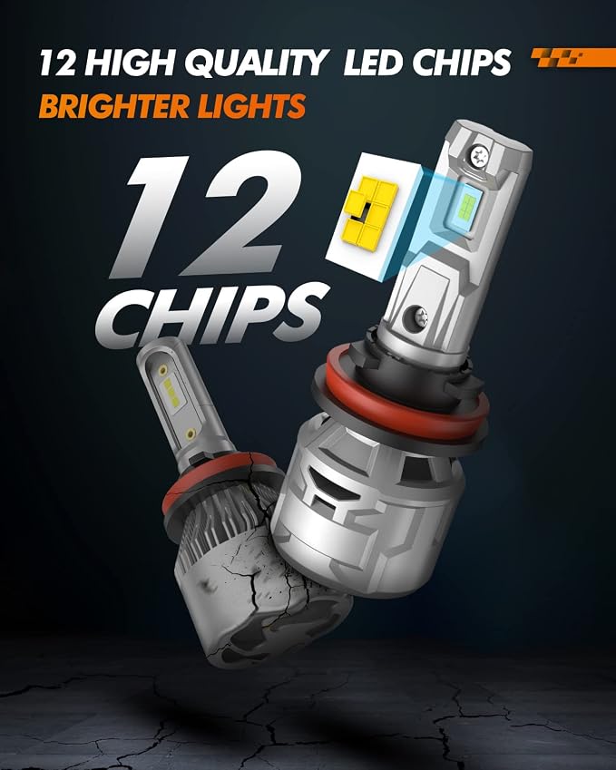 SEALIGHT H11/H8/H9 9005/HB3 Light Bulbs Combo, 6500K Diamond White Super Bright X5 Light Bulbs Plug and Play, Fog Bulbs - Pack of 4