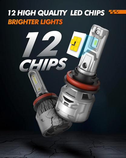 SEALIGHT H11/H8/H9 9005/HB3 Light Bulbs Combo, 6500K Diamond White Super Bright X5 Light Bulbs Plug and Play, Fog Bulbs - Pack of 4