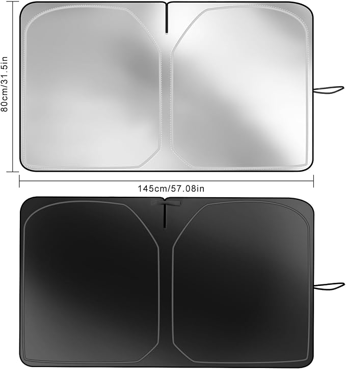 Car Windshield Sun Shade, 240T Thickened Block Heat and Sun Keep Cars Interior, Foldable Automotive Sunshade for Car SUV Truck Front Windshield (57.09x 31.5 inch)