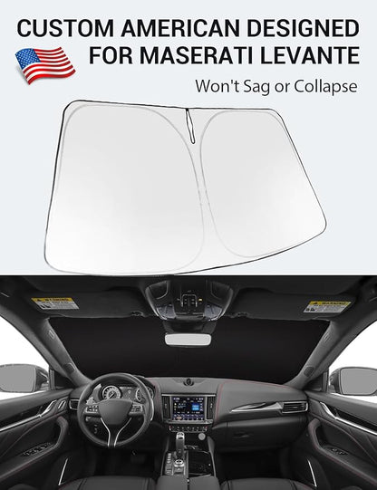 Proadsy 2026 Upgrade Front Windshield Sun Shade Foldable Sunshade Protector Custom Fit 2017-2024 Maserati Levante Accessories