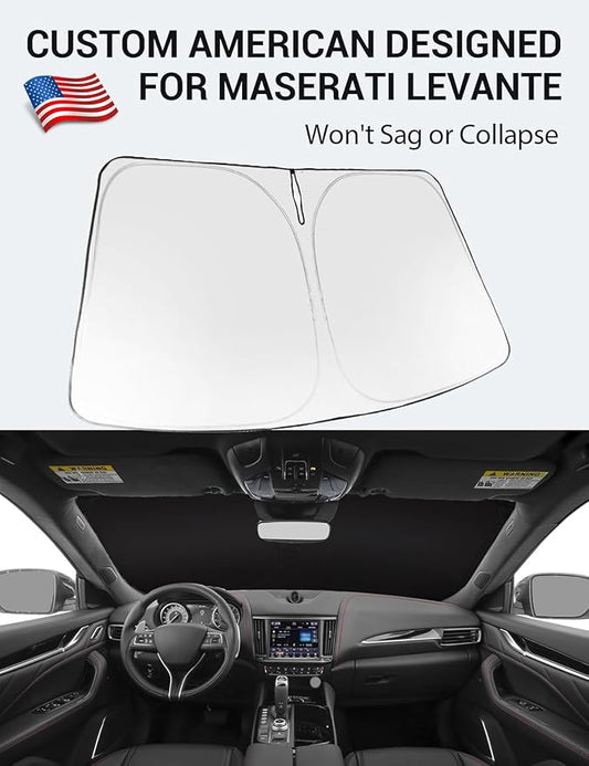 Proadsy 2026 Upgrade Front Windshield Sun Shade Foldable Sunshade Protector Custom Fit 2017-2024 Maserati Levante Accessories
