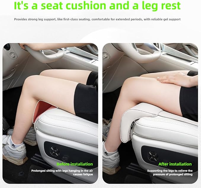 Car Seat Leg Support Extension Cushion for Car Driver Seat Extender Pad Leg Support Seat Pillow For Auid Q5 BMW X5 Toyota RAV4 Ford F150 Hyundai Tucson Honda CRV etc Universal Seat Cushion (white)